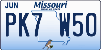 MO license plate PK7W5O