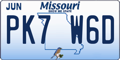 MO license plate PK7W6D