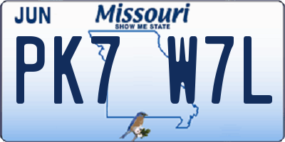 MO license plate PK7W7L