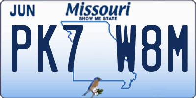 MO license plate PK7W8M
