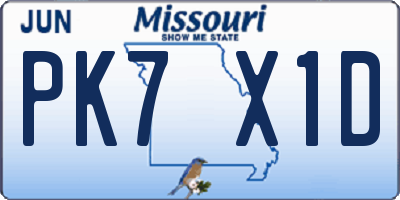 MO license plate PK7X1D