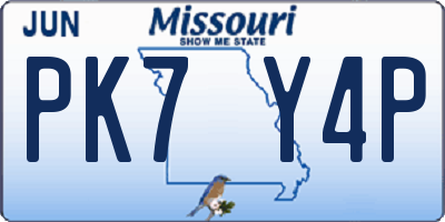 MO license plate PK7Y4P