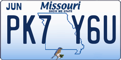 MO license plate PK7Y6U