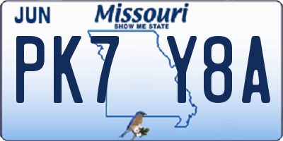 MO license plate PK7Y8A