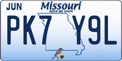 MO license plate PK7Y9L