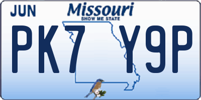 MO license plate PK7Y9P
