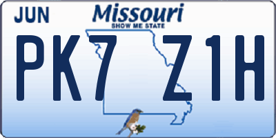MO license plate PK7Z1H