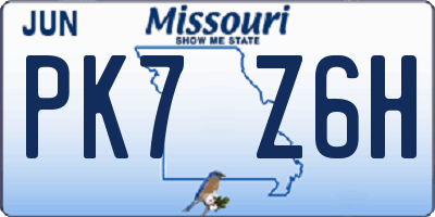 MO license plate PK7Z6H