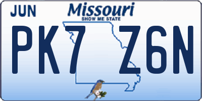 MO license plate PK7Z6N