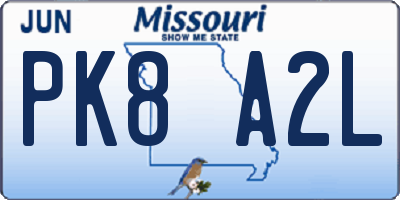 MO license plate PK8A2L