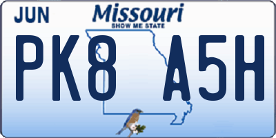 MO license plate PK8A5H