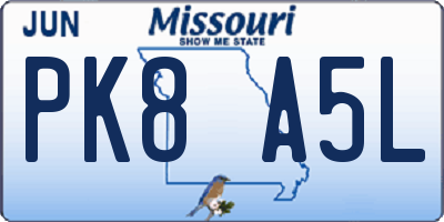 MO license plate PK8A5L
