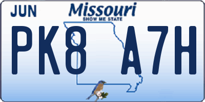 MO license plate PK8A7H