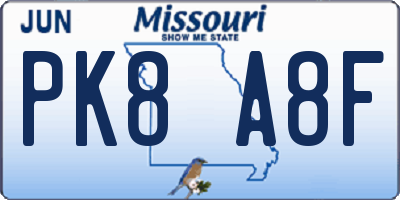 MO license plate PK8A8F