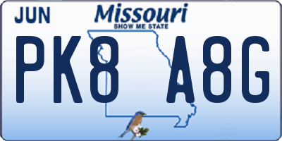 MO license plate PK8A8G