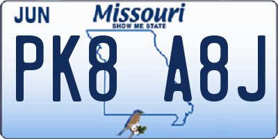 MO license plate PK8A8J
