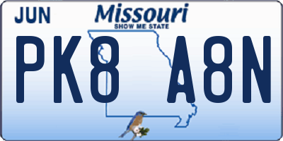 MO license plate PK8A8N