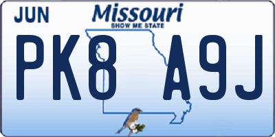 MO license plate PK8A9J