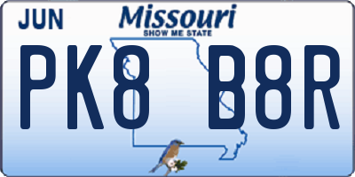 MO license plate PK8B8R
