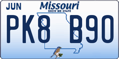 MO license plate PK8B9O