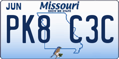 MO license plate PK8C3C