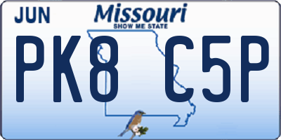 MO license plate PK8C5P