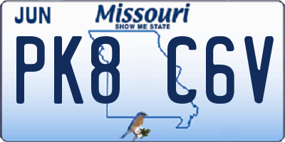 MO license plate PK8C6V