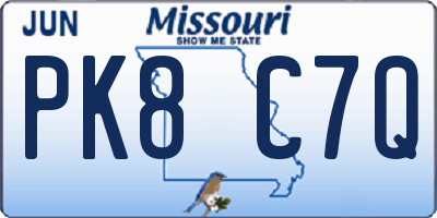 MO license plate PK8C7Q
