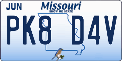 MO license plate PK8D4V