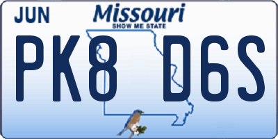 MO license plate PK8D6S