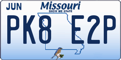 MO license plate PK8E2P