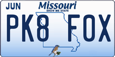 MO license plate PK8F0X