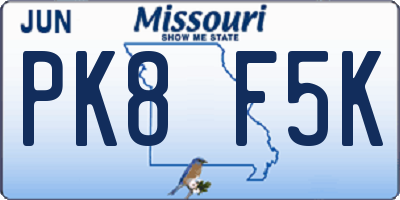 MO license plate PK8F5K