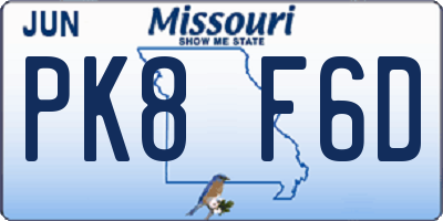 MO license plate PK8F6D