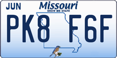 MO license plate PK8F6F