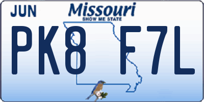 MO license plate PK8F7L