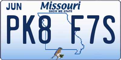 MO license plate PK8F7S