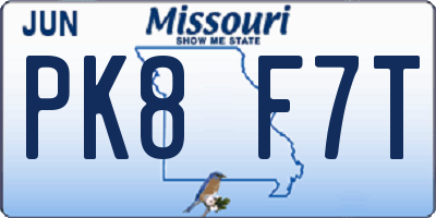 MO license plate PK8F7T