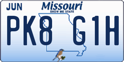 MO license plate PK8G1H