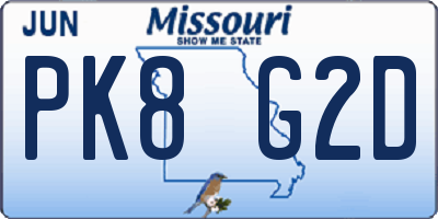 MO license plate PK8G2D