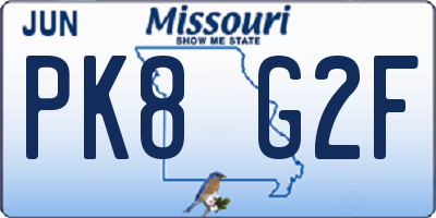 MO license plate PK8G2F
