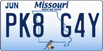 MO license plate PK8G4Y