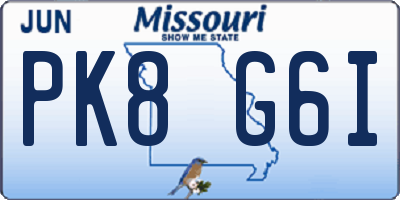 MO license plate PK8G6I