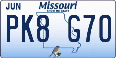 MO license plate PK8G7O