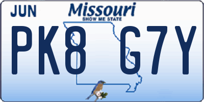 MO license plate PK8G7Y