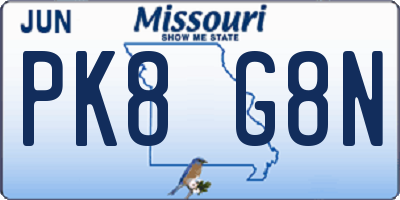 MO license plate PK8G8N