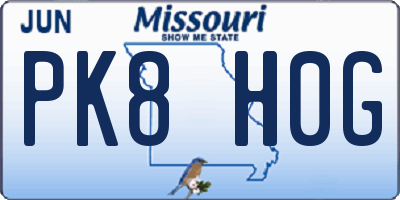 MO license plate PK8H0G