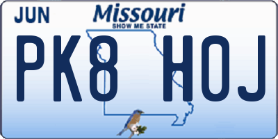 MO license plate PK8H0J