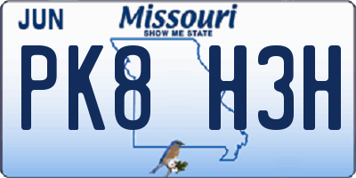 MO license plate PK8H3H