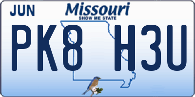 MO license plate PK8H3U